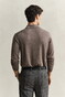 Gant Extrafine Merino Wool Polo Collar Trui Dark Hazelnut Melange
