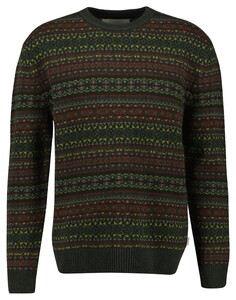 Gant Fair Isle Knit Crew Neck Trui Deepest Green