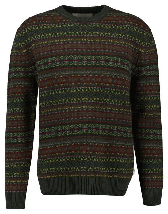 Gant Fair Isle Knit Crew Neck Trui Deepest Green