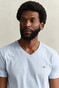 Gant Fine Shield Embroidery Uni V-Neck T-Shirt Fresh Blue