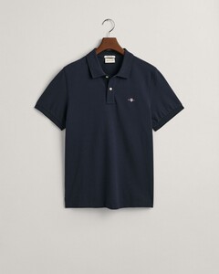 Gant Fine Shield Short Sleeve Piqué Uni Polo Avond Blauw
