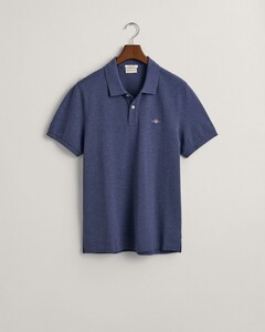Gant Fine Shield Short Sleeve Piqué Uni Polo Dark Jeansblue Melange
