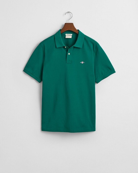 Gant Fine Shield Short Sleeve Piqué Uni Polo Deep Forest Green