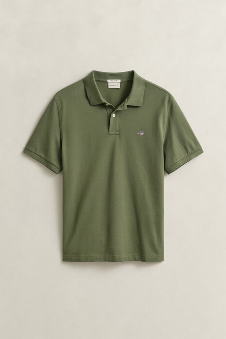 Gant Fine Shield Short Sleeve Piqué Uni Polo Dry Herb Green
