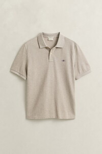 Gant Fine Shield Short Sleeve Piqué Uni Polo Oat Melange