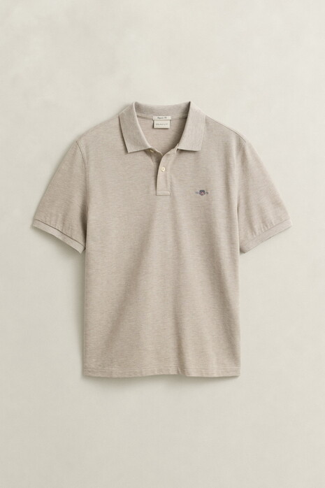 Gant Fine Shield Short Sleeve Piqué Uni Polo Oat Melange