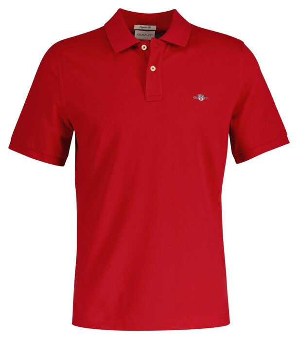 Gant Fine Shield Short Sleeve Piqué Uni Polo Ruby Red