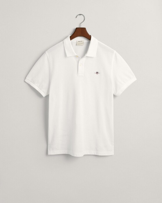 Gant Fine Shield Short Sleeve Piqué Uni Polo Wit