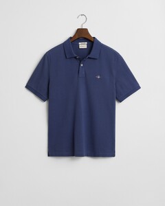 Gant Fine Shield Short Sleeve Piqué Uni Poloshirt Dusty Navy