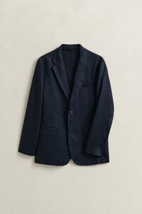 Gant Garment Dyed Linen Jacket Evening Blue