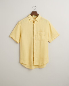 Gant Garment Dyed Linen Short Sleeve Shirt Dusty Yellow