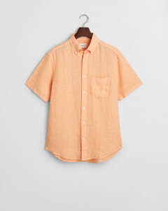 Gant Garment Dyed Linen Short Sleeve Shirt Peachy Orange
