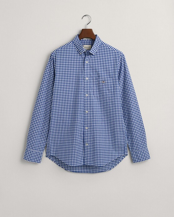 Gant Gingham Check Poplin Button Down Overhemd College Blue