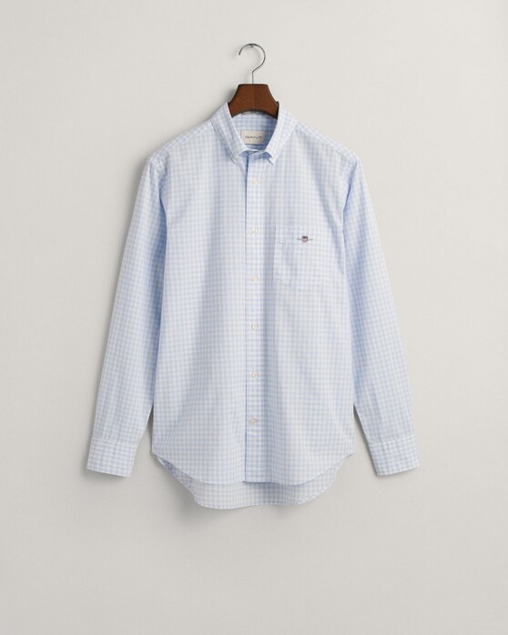 Gant Gingham Check Poplin Button Down Overhemd Licht Blauw