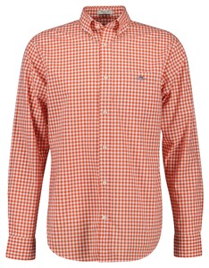 Gant Gingham Check Poplin Button Down Shirt Deep Orange