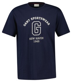Gant Graphic 1949 New Haven Pattern Crew Neck T-Shirt Avond Blauw