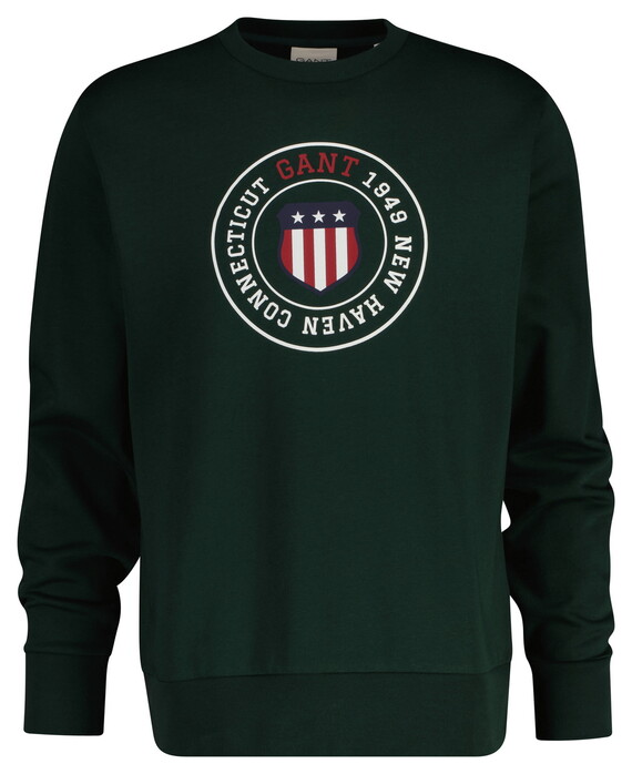 Gant Graphic Crew Neck Sweatshirt Trui Tartan Green
