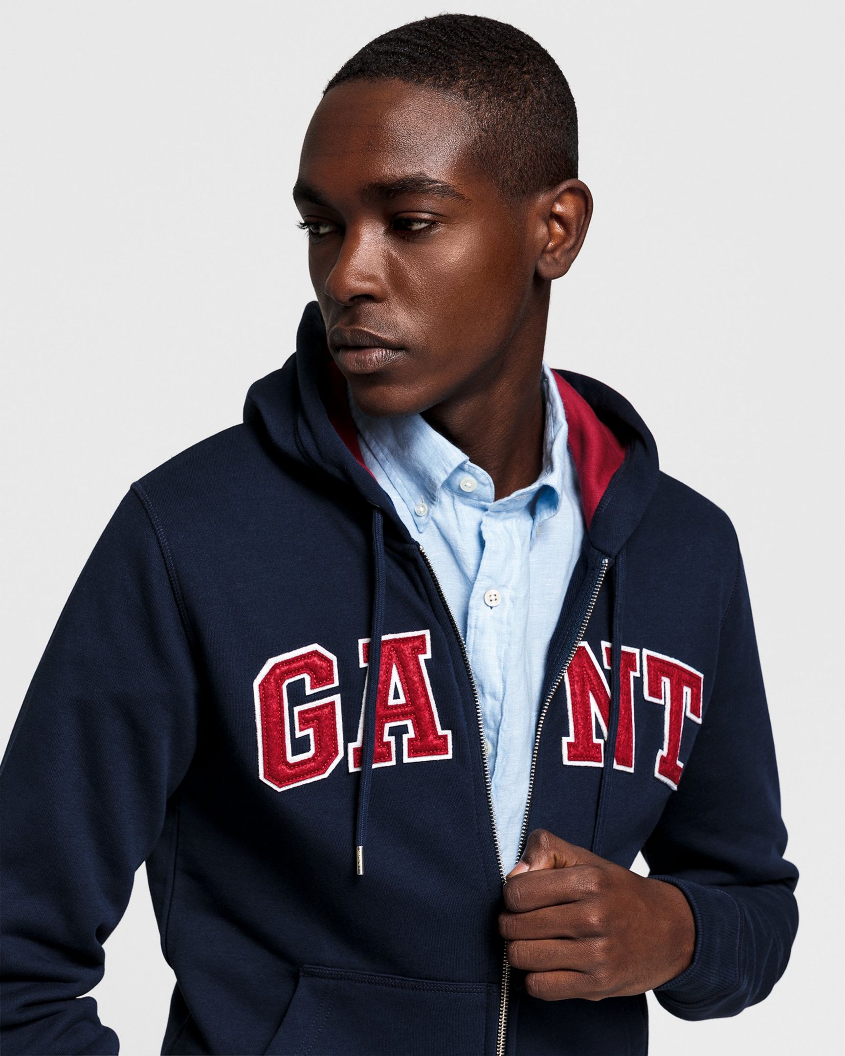 gant logo full zip hoodie