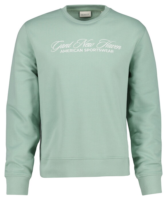 Gant Graphic New Haven Crew Neck Sweat Organic Cotton Trui Surplus Mint