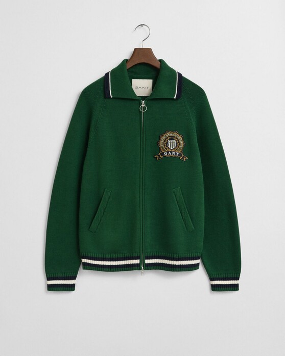 Gant Graphic Zip Cardigan New Haven 1949 Vest Forest Green