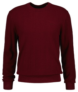 Gant Herringbone Textured Cotton Merino Crew Neck Trui Plumped Red