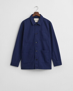 Gant Herringbone Workwear Cotton Overshirt Persian Blue