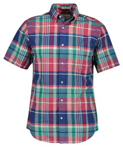 Gant Indian Madras Check Short Sleeve Shirt Rose Red