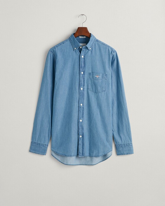 Gant Indigo Chambray Button Down Overhemd Semi Light Blue