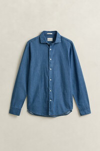 Gant Indigo Twill Cutaway Collar Shirt Semi Light Blue