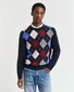 Gant Italian Wool Blend Argyle Crew Neck Trui Dark Navy Melange
