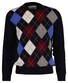 Gant Italian Wool Blend Argyle Crew Neck Trui Dark Navy Melange