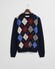Gant Italian Wool Blend Argyle Crew Neck Trui Dark Navy Melange