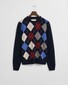 Gant Italian Wool Blend Argyle Crew Neck Trui Dark Navy Melange