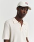 Gant Knitted Micro Textured Cotton Polo Cream