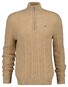 Gant Lambswool Cable Half Zip Trui Khaki Melange