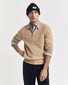 Gant Lambswool Cable Polo Collar Pullover Trui Khaki Melange