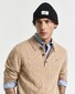 Gant Lambswool Cable Polo Collar Pullover Trui Khaki Melange