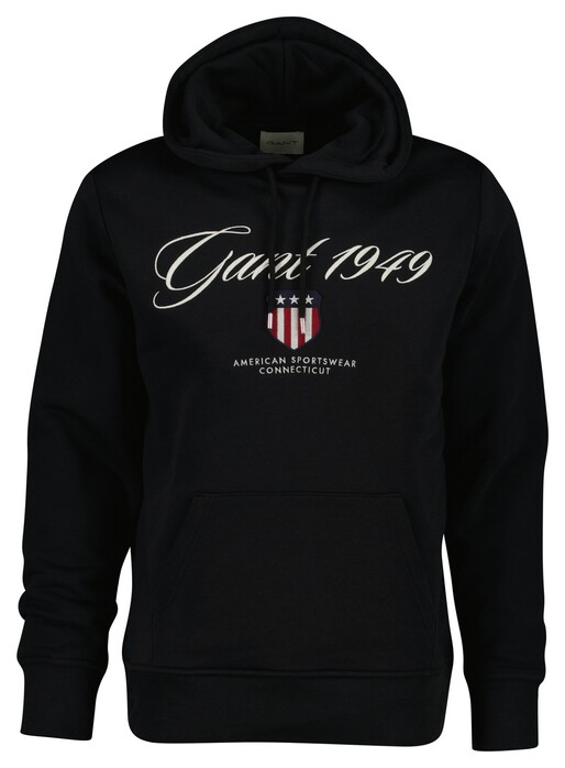 Gant Large Shield 1949 Graphic Hoodie Trui Zwart