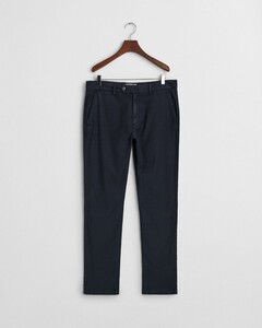 Gant Linnen Cotton Slim Flat-Front Broek Avond Blauw
