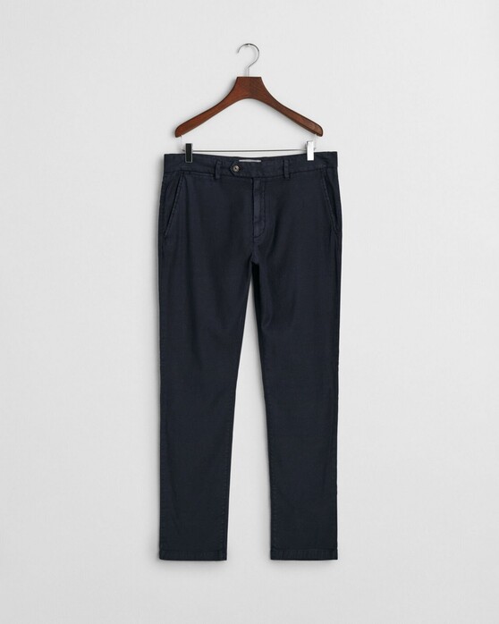 Gant Linnen Cotton Slim Flat-Front Broek Avond Blauw