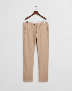 Gant Linnen Cotton Slim Flat-Front Broek Zand
