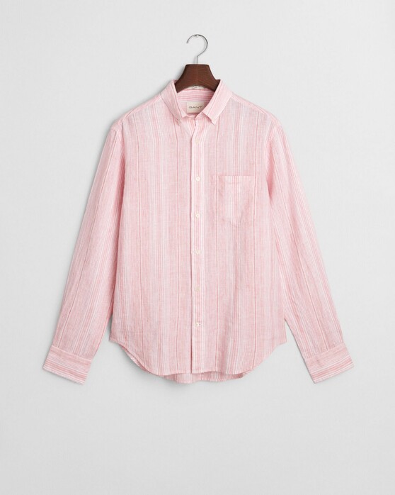 Gant Linnen Multi Stripe Button-Down Overhemd Geranium Pink