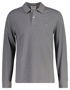 Gant Long Sleeve Piqué Uni Fine Shield Embroidery Polo Midden Grijs