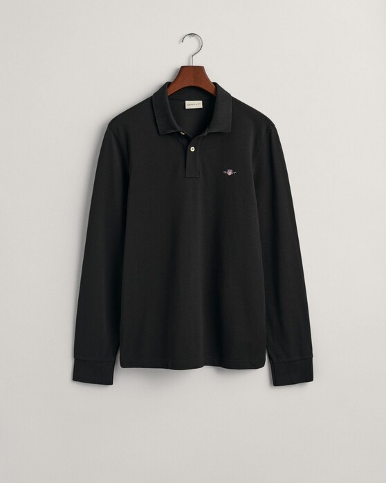 Gant Long Sleeve Piqué Uni Fine Shield Embroidery Poloshirt Black