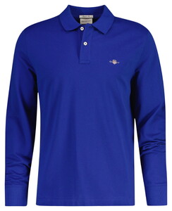 Gant Long Sleeve Piqué Uni Fine Shield Embroidery Poloshirt Blue