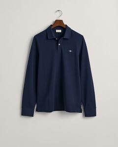 Gant Long Sleeve Piqué Uni Fine Shield Embroidery Poloshirt Evening Blue