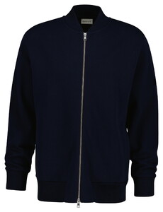 Gant Mercerised Texture Bomber Cardigan Evening Blue