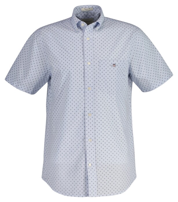 Gant Micro Pattern Short Sleeve Overhemd Licht Blauw