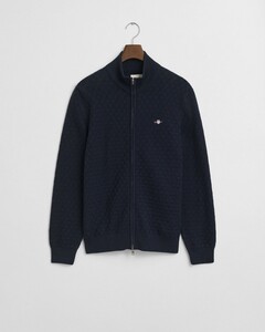 Gant Micro Texture Organic Cotton Knit Two-Way Zip Vest Avond Blauw