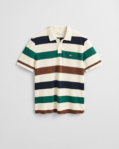 Gant Multi Stripe Cotton Short Sleeve Polo Cream